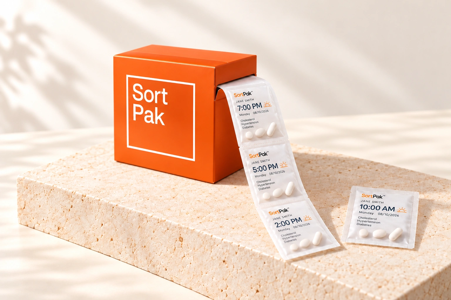 SortPak medication pouch dispenser box